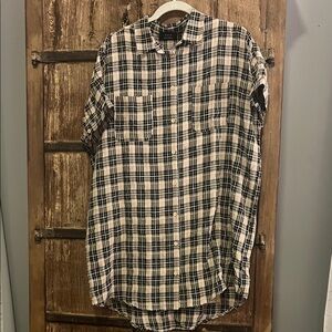 Vici Black and White Plaid Button Down Dress